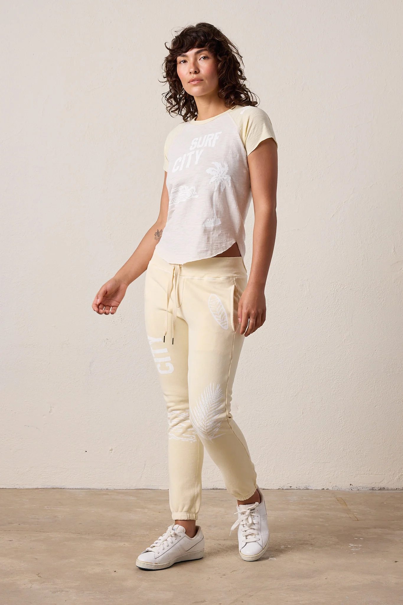 NSF Sayde Slim Loop Terry Surf City Sweatpant - Lemonade - Renuaun