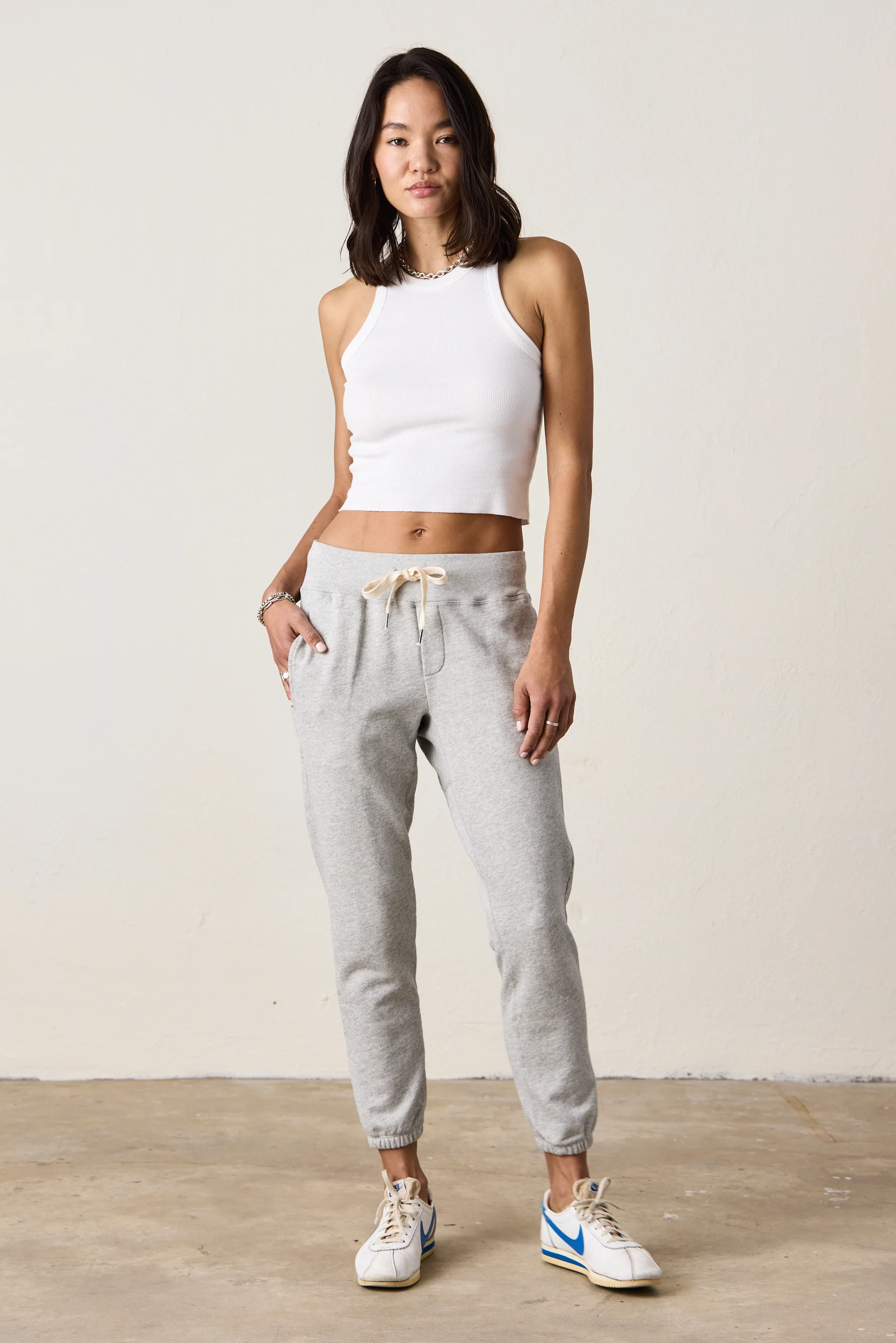 SAYDE SLIM VINTAGE TERRY SWEATPANT / HEATHER GREY - Renuaun